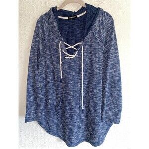 Inspired Hearts Hoodie Blue Sweatshirt Y2k 90s Beach Coastal Lagen XL Oversize